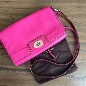 Kate Spade pink leather clutch with removable strap